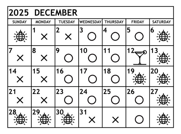 12月の営業予定日