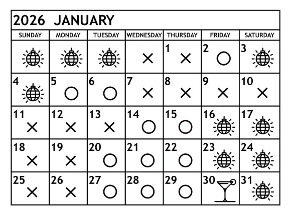 1月の営業予定日