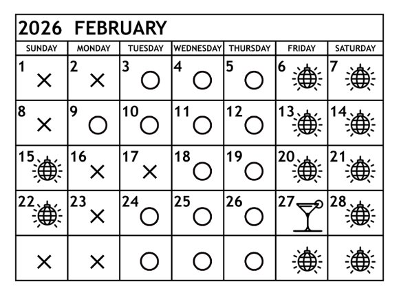 2月の営業予定日