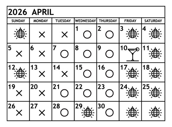 4月の営業予定日
